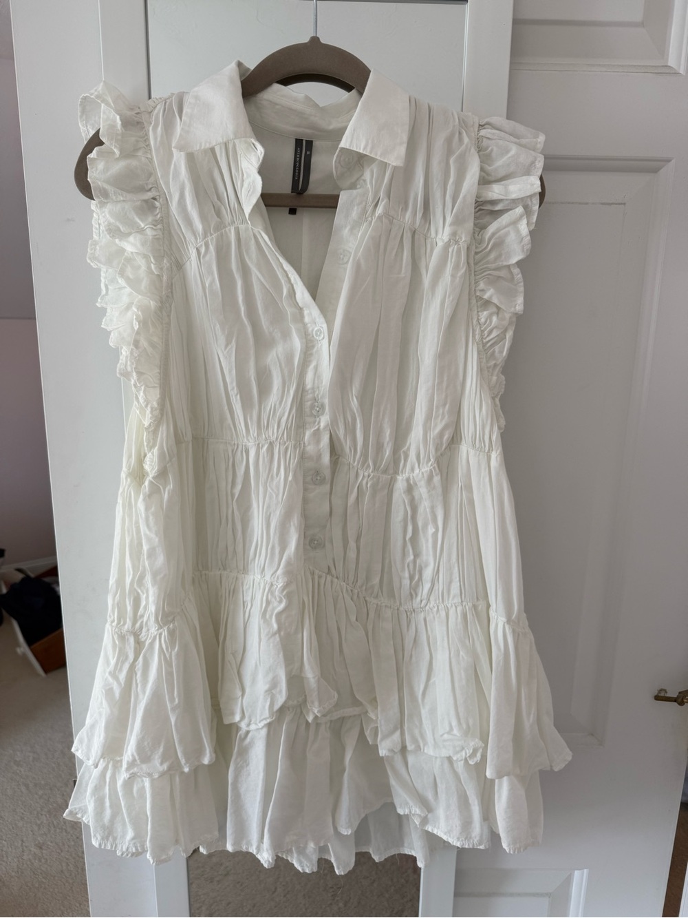 Anthropologie Sleeve Ruffle Mini Shirt Dress - Picture 8 of 9